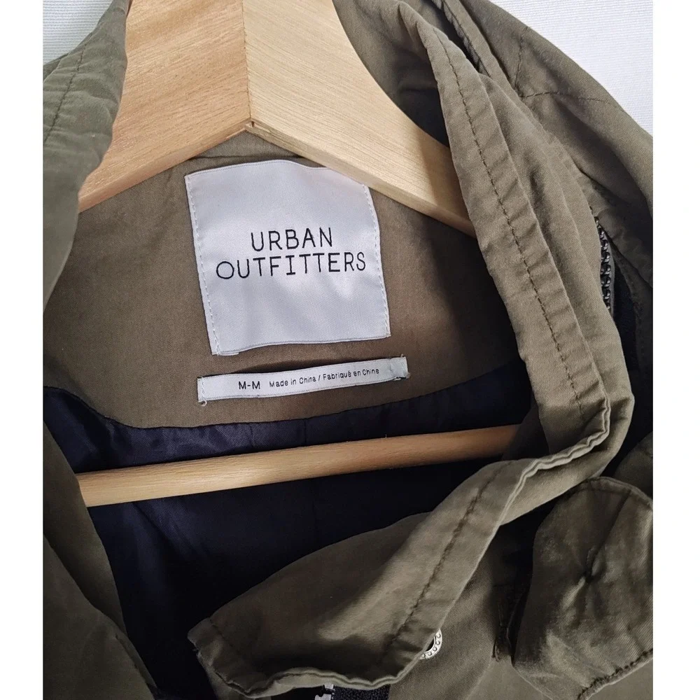 Urban Outfitters Parka Jacket Medium Olive Green Utility Hooded Drawstring FP123